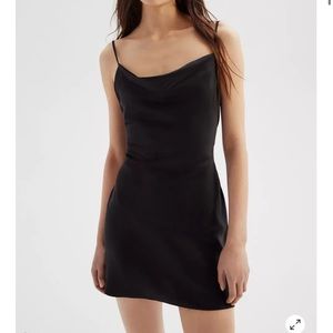 Urban Outfitters Mallory Black Silky Cowl Neck Dress - Size XS